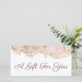 roze marmerdesign cadeaubon (Staand voorkant)