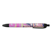 Roze Marmeren Abstracte Monogram Zwarte Inkt Pen (Bodem)