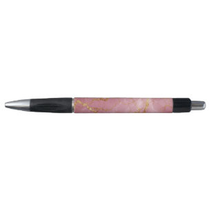 Roze marmeren achtergrond met gouden aders pen