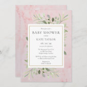 Roze marmeren babyshower voor meisje | Sprinkle Kaart (Voorkant / Achterkant)