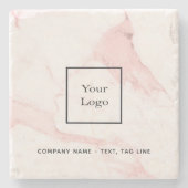 Roze marmeren bedrijfslogo elegant modern stenen onderzetter (Voorkant)