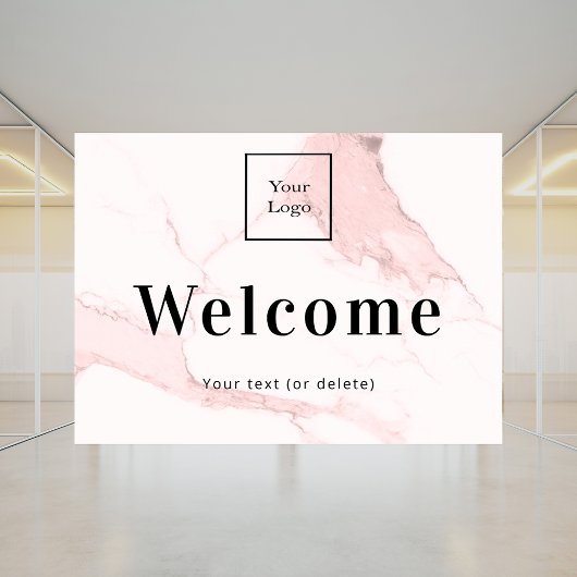 Roze marmeren bedrijfslogo welkom raamsticker
