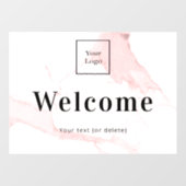 Roze marmeren bedrijfslogo welkom raamsticker (Vel)