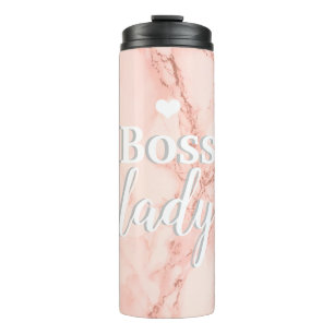 Roze Marmeren Boss Lady Thermosbeker