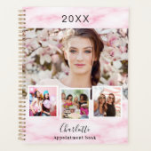 Roze marmeren foto collage afspraken 2026 planner (Voorkant)