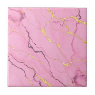 Roze marmeren goud aders patroon tegeltje