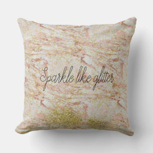 Roze Marmeren Gouden Confetti Faux Glitter Kussen