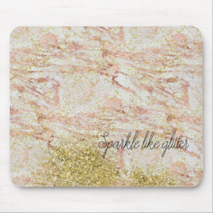 Roze Marmeren Gouden Confetti Faux Glitter Muismat