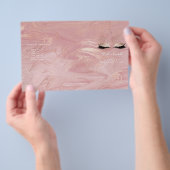 Roze Marmeren Make-up Ogen Wimpers DL 3 Folder Flyer (Hand)