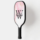 Roze marmeren monogram | Girly Modern Gold Glitter Pickleball Paddle (Links)