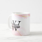 Roze Marmeren Monogram | Meisjesachtige Moderne Go Koffiemok (Voorkant links)
