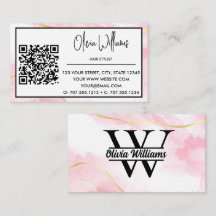 Roze Marmeren Monogram | Meisjesachtige Moderne Go