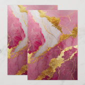 Roze marmeren patroon met goud kaart (Voorkant / Achterkant)