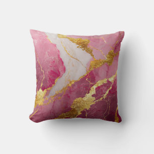 Roze marmeren patroon met goud kussen