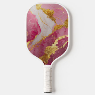 Roze marmeren patroon met goud pickleball paddle