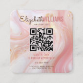Roze Marmeren Schoonheid Esthetiek QR Code Loyalit Vierkante Visitekaartje (Voorkant)