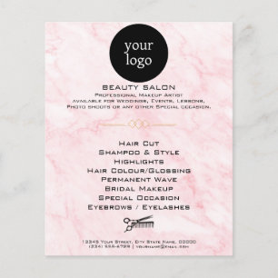 Roze Marmeren Schoonheidssalon Flyer