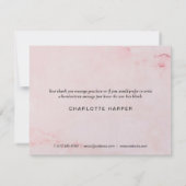 Roze Marmeren Script Business Dank u kaart (Achterkant)