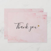 Roze Marmeren Script Business Dank u kaart (Voorkant / Achterkant)