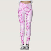 roze Marmeren Swirl Abstract Leggings (Voorkant)