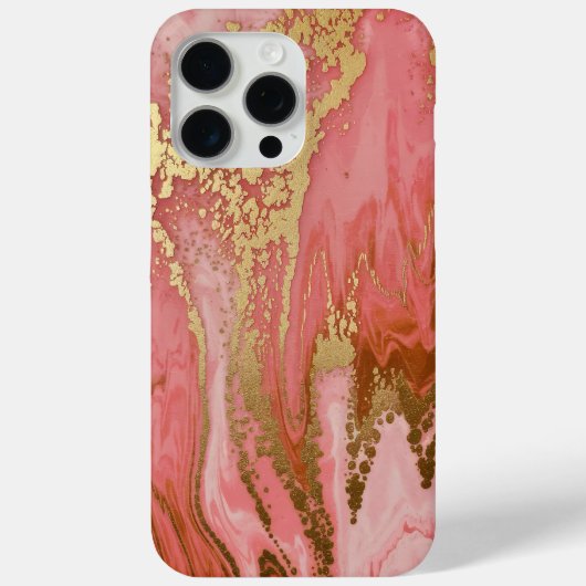Roze marmeren werveling met gouden accenten Case-Mate iPhone case (Achterkant)