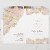 Roze marmering design service menu brochure (Voorkant / Achterkant)