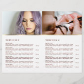 Roze marmering design service menu brochure (Achterkant)