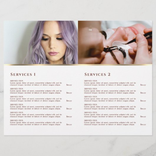 Roze marmering design service menu brochure (Achterkant)