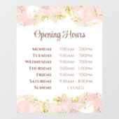 Roze marmering ontwerp openingstijden venster cing raamsticker (Vel)