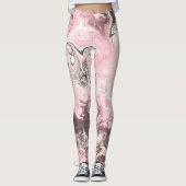 roze marmermantel vrouwen meisjes leggings (Voorkant)