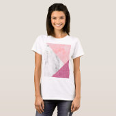 Roze marmor print mousserend t-shirt (Voorkant volledig)