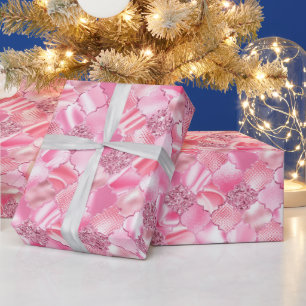 Roze Marokkaans vierbladig patroon Cadeaupapier