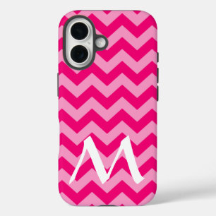 Roze Marokkaanse Moods Chevrons met Monogram iPhone 16 Hoesje
