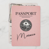 Roze Marokko paspoort Bewaar de datum Save The Date (Voorkant / Achterkant)