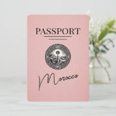 Roze Marokko paspoort Bewaar de datum Save The Date (Staand voorkant)