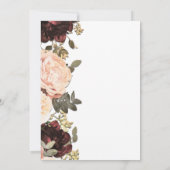Roze Maroon Bloemige Groene Bladeren Bruidsdouche Kaart (Achterkant)