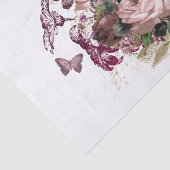 -roze maroon Butterfly Floral Tissuepapier (Detail)
