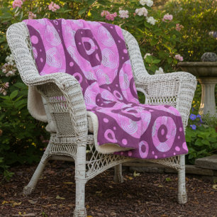 Roze Maroon Cirkels Met Geometrisch Patroon & Stip Sherpa Deken
