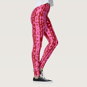 Roze Maroon Rood Onregelmatig Abstract Ontwerp Leggings