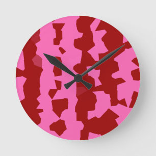Roze Maroon Rood Onregelmatig Abstract Ontwerp Ronde Klok