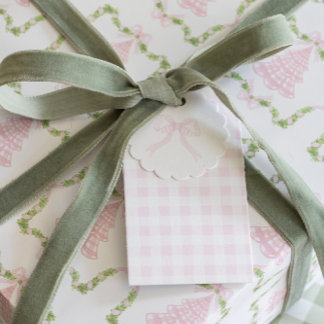 Roze Marshmallow Gingham Gift Labels Cadeaulabel