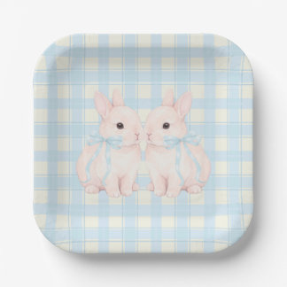 Roze Marshmallow Konijn Konijnen Pasen Papieren Bordje