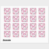 Roze Marshmallow Snoep Vlinder - Dank u - Vierkante Sticker (Vel)