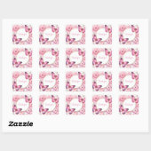 Roze Marshmallow Snoep Vlinder - Dank u - Vierkante Sticker (Vel)
