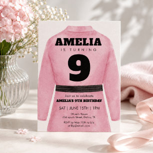 Roze Martial Arts Verjaardagsuitnodiging Meisje Sp Kaart