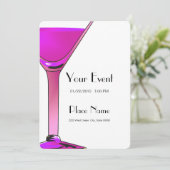 Roze Martini Cocktails Invitation Sjabloon Kaart (Staand voorkant)