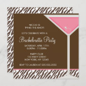 Roze Martini en Brown Zebra Pattern Kaart (Voorkant / Achterkant)