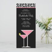 Roze Martini en Zebra Pattern Kaart (Staand voorkant)