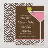 Roze Martini en Zebra Pattern Kaart (Voorkant / Achterkant)