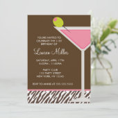 Roze Martini en Zebra Pattern Kaart (Staand voorkant)
